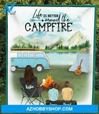 Personalized Gift For Single Mom - Mom & 2 Kids camping quilt blanket - Best mother’s day gift ideas - Life is better around the campfire