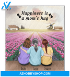 Personalized Gift From Daughter To Mom - Mom and 2 Daughters Quilt Blanket, Upto 3 Daughters - Happiness Is A Mom's Hug - Mother's Day 2021 - 3KGEII