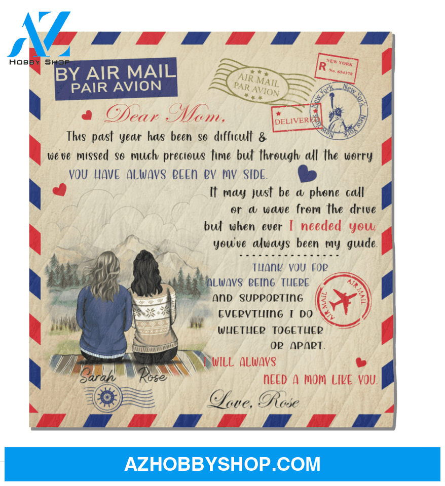 Personalized gift from daughter to mom - Dear mom personalized air mail blanket - Meaningful messages for mother’s day - 9AGFF3