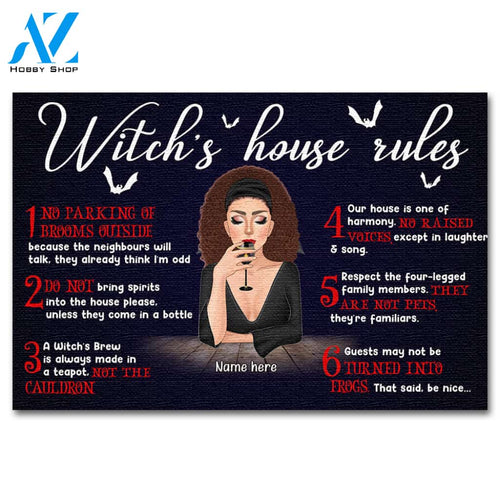 Personalized Gift Ideas For Witch Girl, Witch's House Rules Custom Doormat