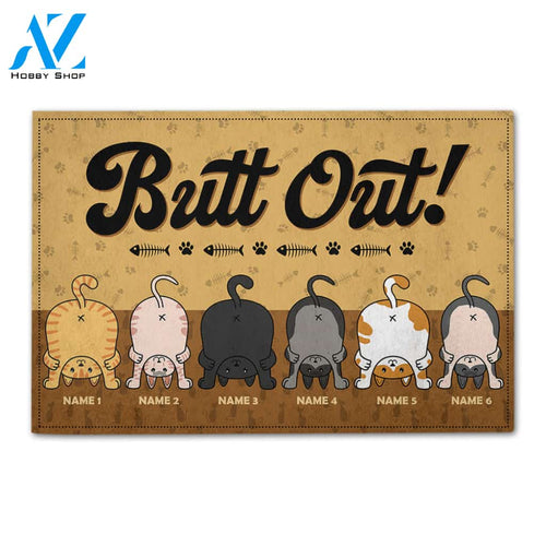 Personalized Gifts For Cat Lovers, Butt out Custom Doormat