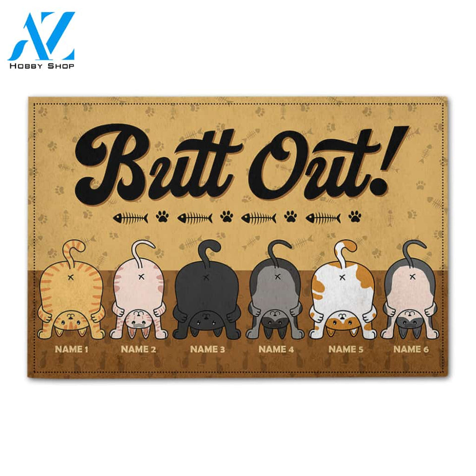Personalized Gifts For Cat Lovers, Butt out Custom Doormat