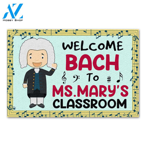 Personalized Gifts Idea For Music Teacher, Welcome Bach To Custom Musical Classroom Doormat
