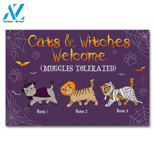 Personalized Gifts Ideas For Cat Lovers, And Witches Welcome Muggles Tolerated Custom Doormat