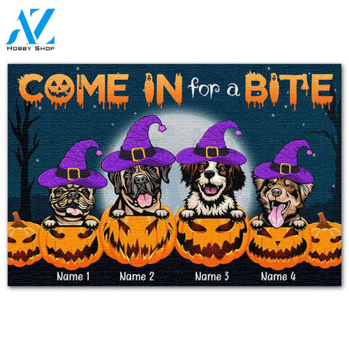 Personalized Gifts Ideas For Dog Lovers, Come in for a bite Custom Doormat