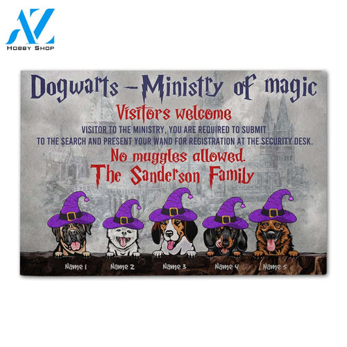 Personalized Gifts Ideas For Dog Lovers, Dogwarts Ministry Of Magic - Custom Doormat