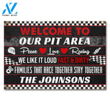 Personalized Gifts Ideas For Racing Lover, Welcome To Our Pit Area Custom Doormat