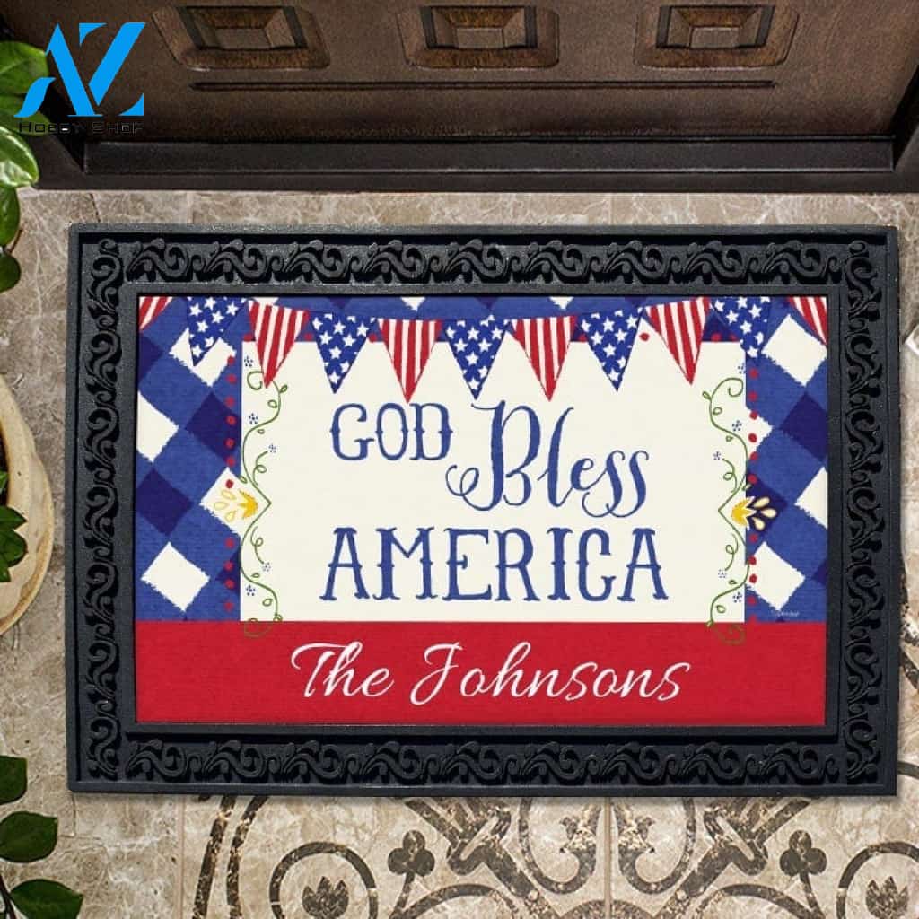 Personalized God Bless America Doormat - 18