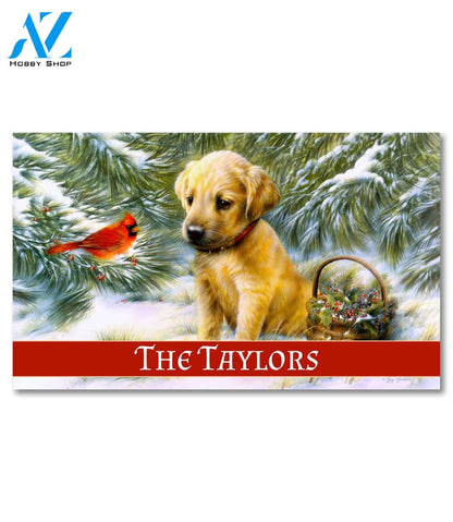 Personalized Golden Retriever Winter Doormat - 18" x 30"