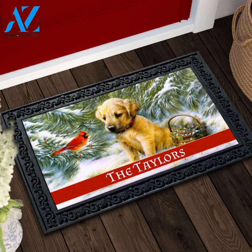 Personalized Golden Retriever Winter Doormat - 18
