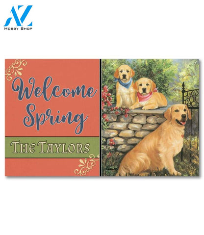 Personalized Golden Retrievers at the Gate Doormat - 18" x 30"