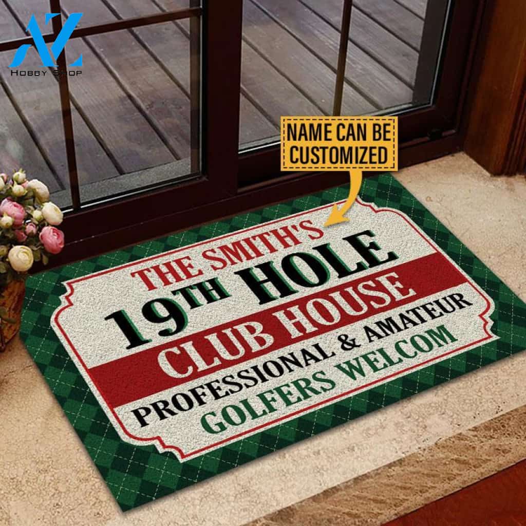 Personalized Golf 19th Hole Golfers Welcome Customized Doormat