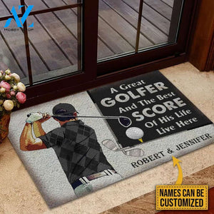 Personalized Golf Color Couple Golfer Best Score Live Customized Doormat | WELCOME MAT | HOUSE WARMING GIFT