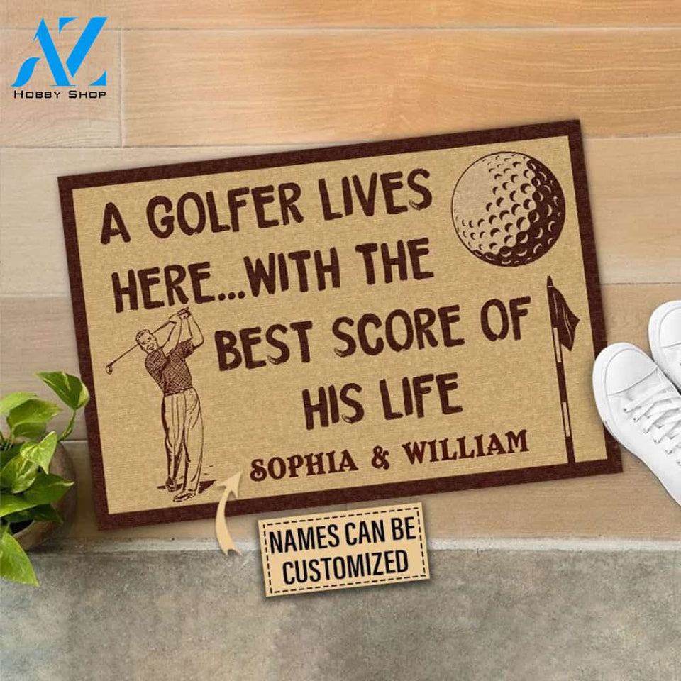Personalized Golf The Best Score Customized Doormat | WELCOME MAT | HOUSE WARMING GIFT