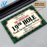 Personalized Golf Welcome 19th Hole Custom Doormat