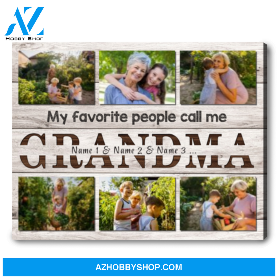 Personalized Grandma Photo Collage Canvas Gift For Grandparents