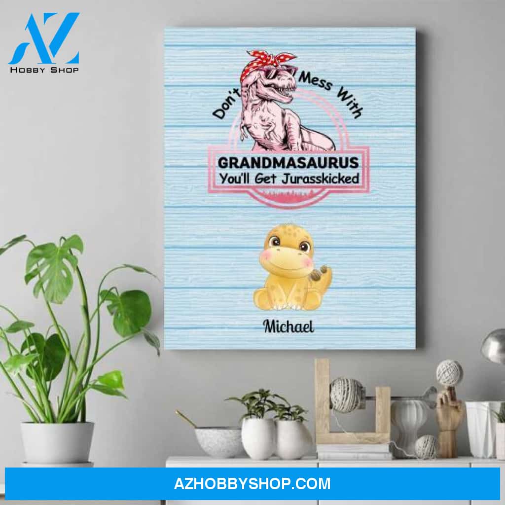 Personalized Grandmother Wall Art - Best Gifts For Grandma - Up To 8 Dinosaurs