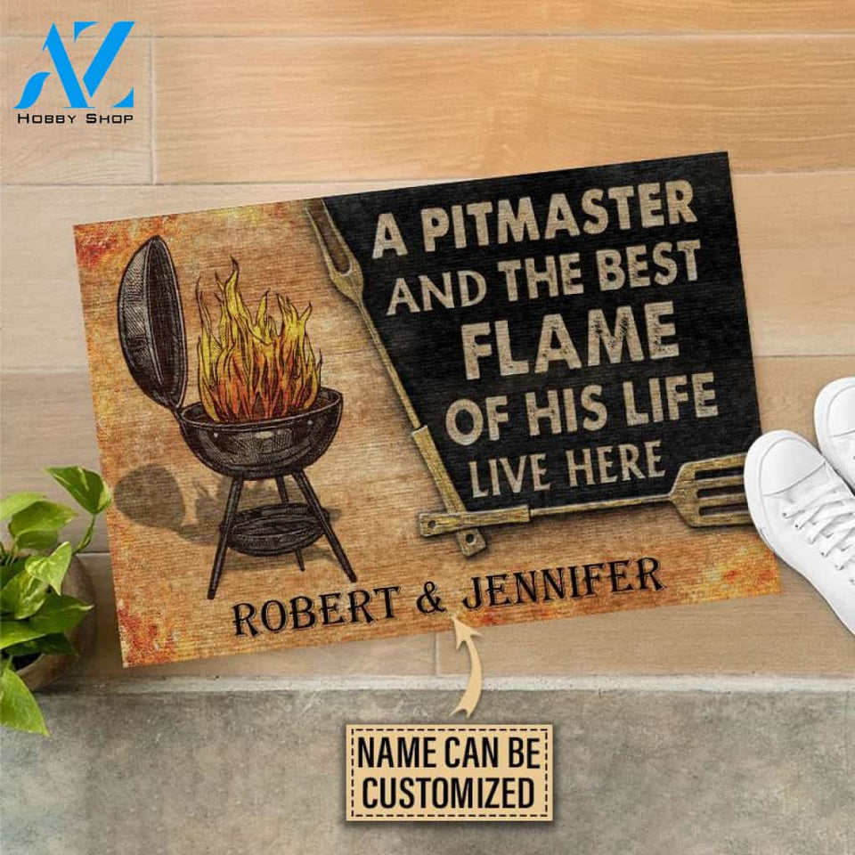 Personalized Grilling Couple Pitmaster Customized Doormat
