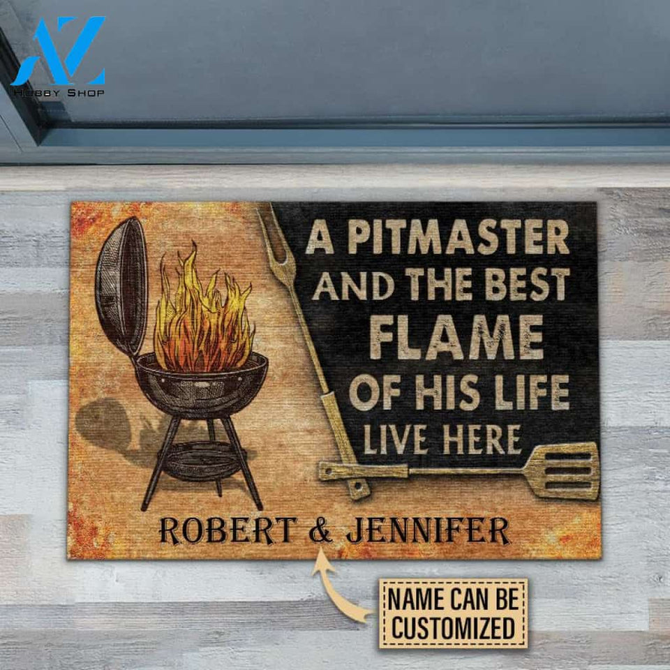 Personalized Grilling Couple Pitmaster Customized Doormat
