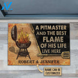 Personalized Grilling Couple Pitmaster Customized Doormat
