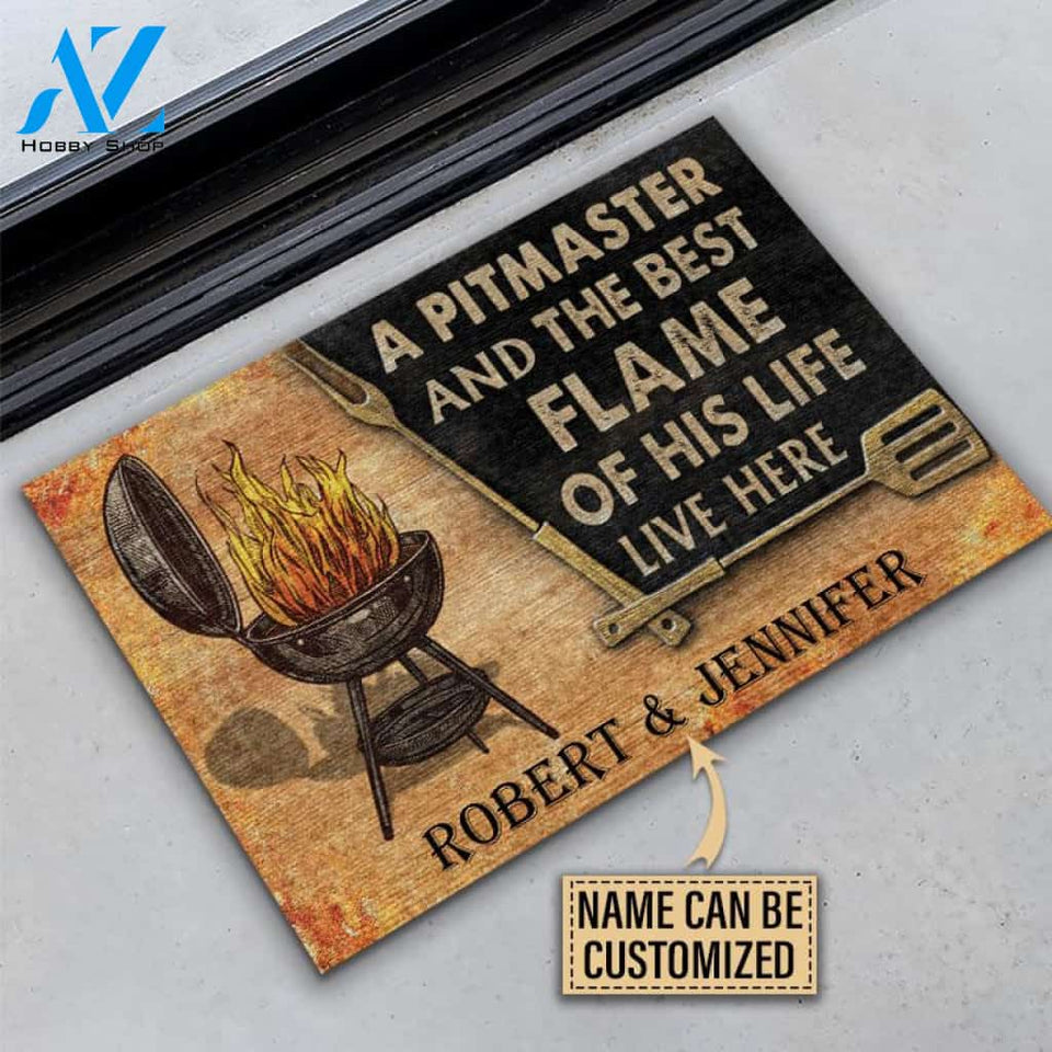 Personalized Grilling Couple Pitmaster Customized Doormat