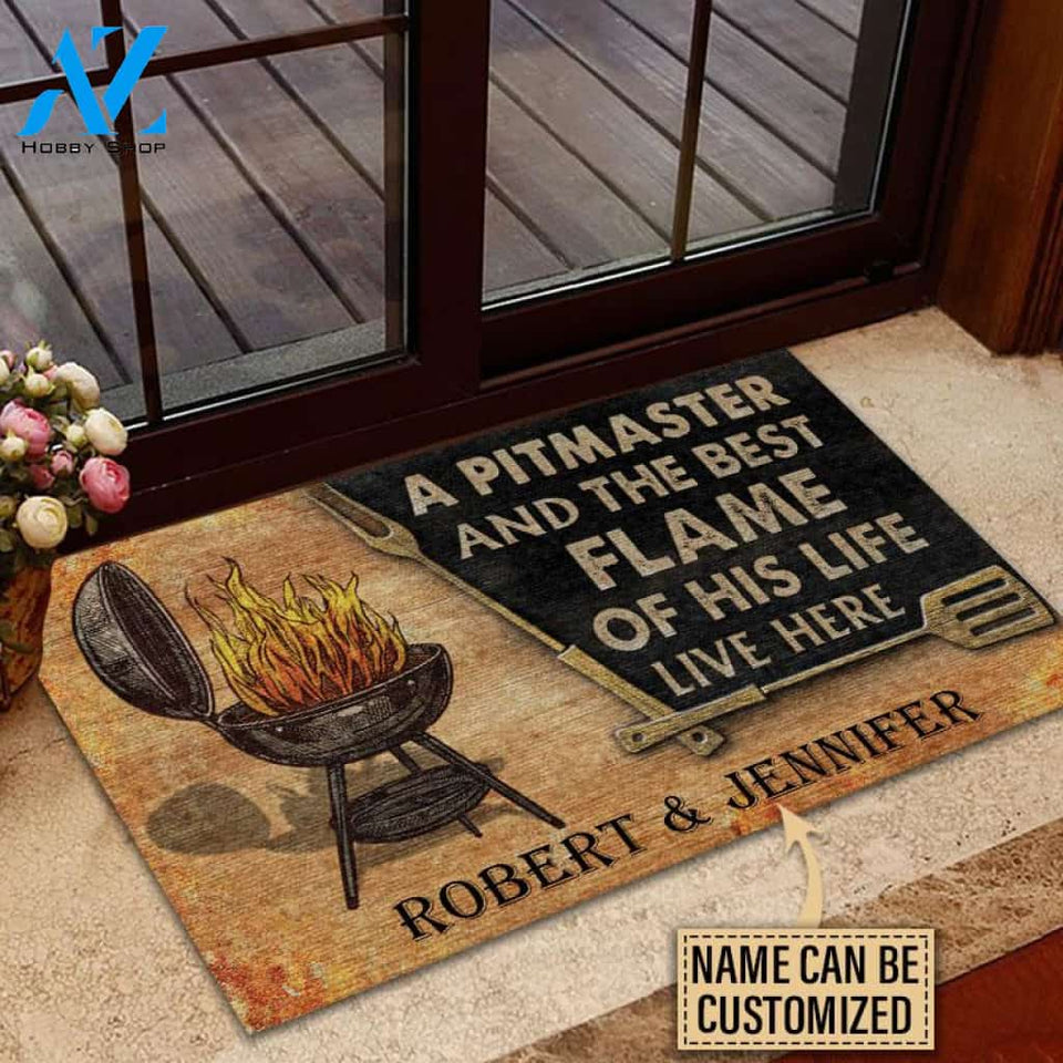 Personalized Grilling Couple Pitmaster Customized Doormat