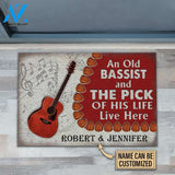 Personalized Guitar Bassist Old Couple Live Here Customized Doormat