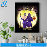 Personalized Halloween Canvas Art - Special Sister Witch Gifts - Up To 4 Girls