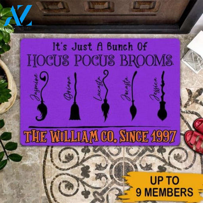 Personalized Halloween Gift Witch Brooms Doormat It's Just A Bunch