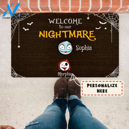 Personalized Halloween Kids Welcome To our Nightmare Doormat, Custom Up To 6 Kids