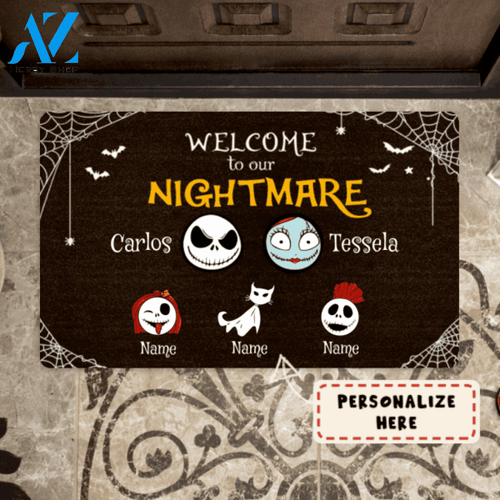 Personalized Halloween Kids Welcome To our Nightmare Doormat, Custom Up To 6 Kids