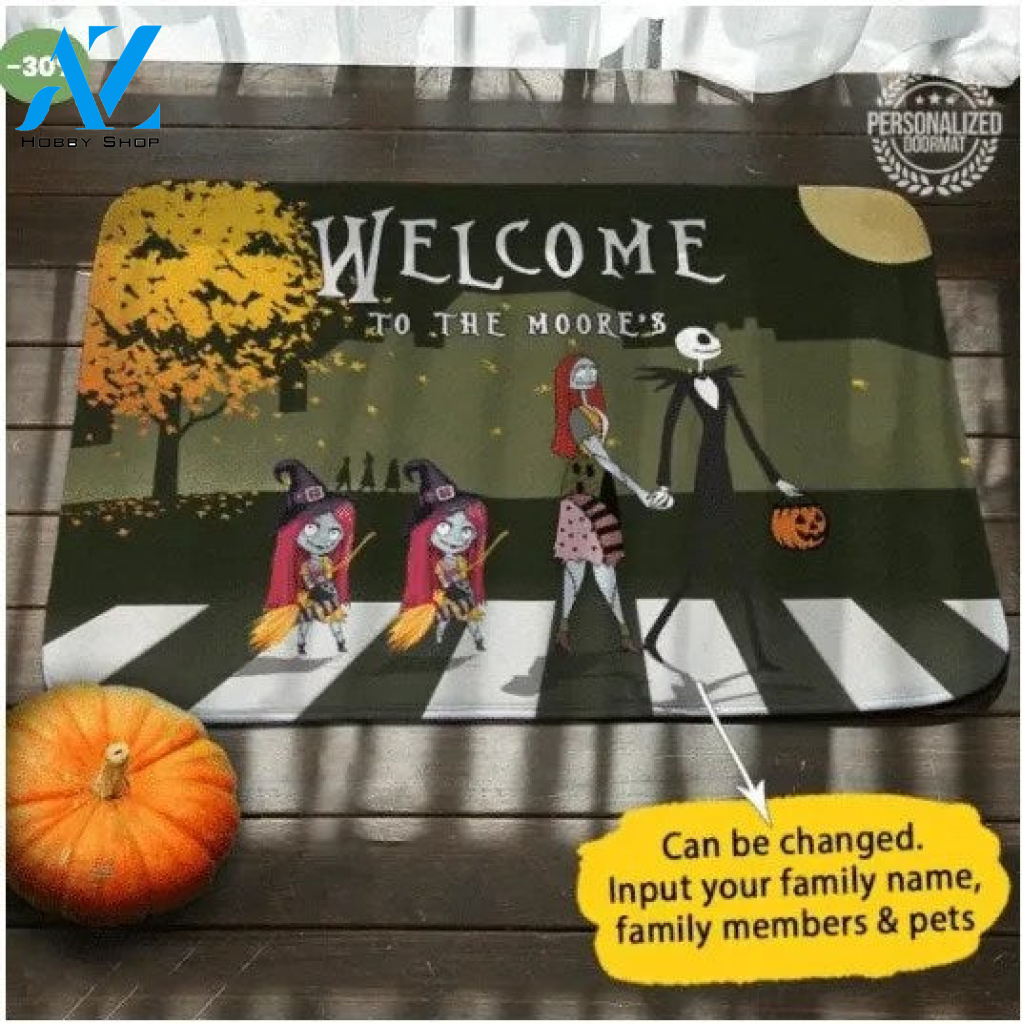 Personalized Halloween Nightmare Before Christmas Doormat