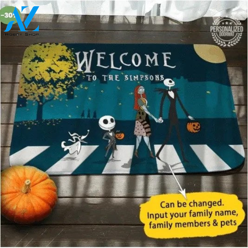 Personalized Halloween Nightmare Before Christmas Doormat