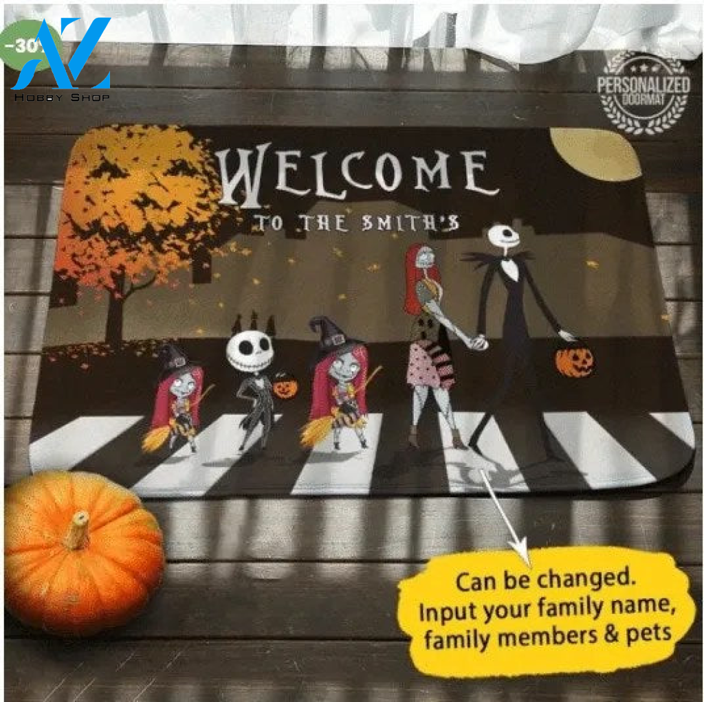 Personalized Halloween Nightmare Before Christmas Doormat