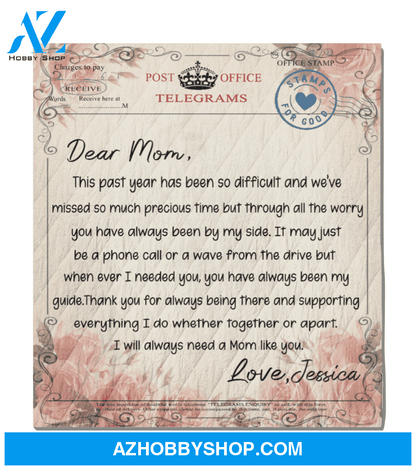 Personalized Handwritten Letter Blanket - Dear Mom Love Mom, Letter Quilt Blanket Personalized gift from son/daughter to mom