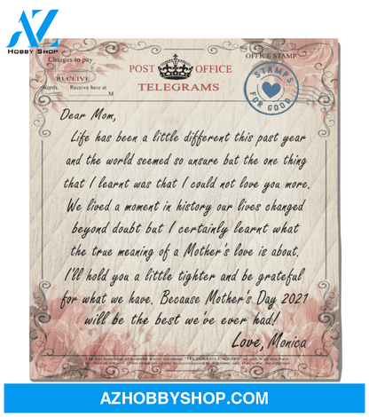 Personalized Handwritten Letter Blanket - Dear Mom Love Letter Quilt Blanket - Personalized gift from son/daughter to mom