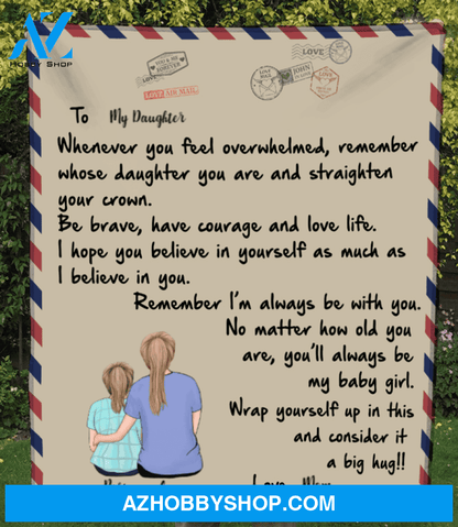 Personalized handwritten letter blanket - Best Christmas Gift for Daughter - To My Daughter Mom & Little Daughter Love Letter Fleece Blanket