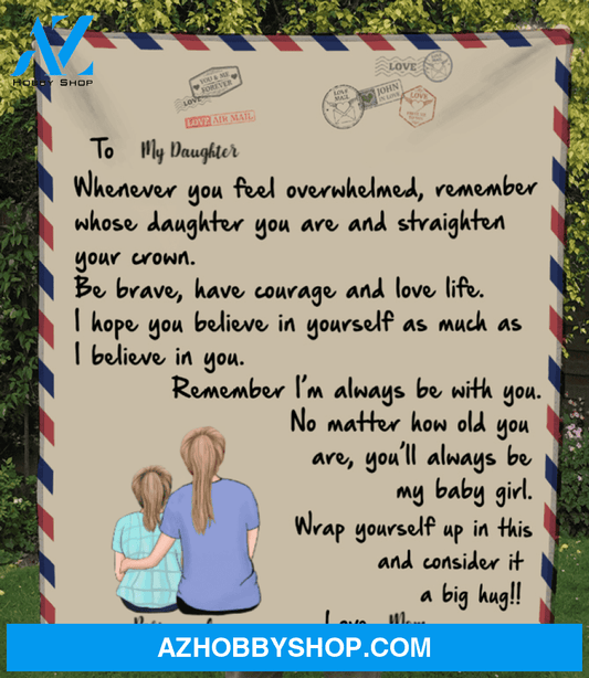 Personalized handwritten letter blanket - Best Christmas Gift for Daughter - To My Daughter Mom & Little Daughter Love Letter Fleece Blanket