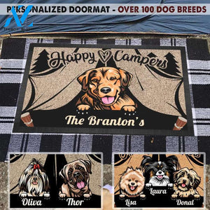 Gosszy - Personalized Happy camper 123 dog Doormat, Dog mat custom, Pawprints Doormat, dog doormat, camping doormat, happy camper dog, dog gift, dog mat, custom dog - Dog mat custom
