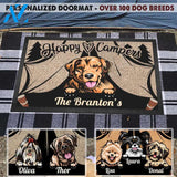 Gosszy - Personalized Happy camper 123 dog Doormat, Dog mat custom, Pawprints Doormat, dog doormat, camping doormat, happy camper dog, dog gift, dog mat, custom dog - Dog mat custom