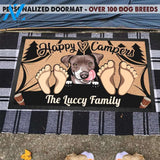Gosszy - Personalized Happy camper dog family Doormat, Dog mat custom, Pawprints Doormat, dog doormat, camping doormat, happy camper dog, dog gift, dog mat, custom dog - Dog mat custom
