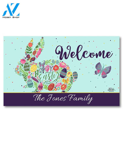 Personalized Happy Easter Bunny Welcome Doormat - 18" x 30"