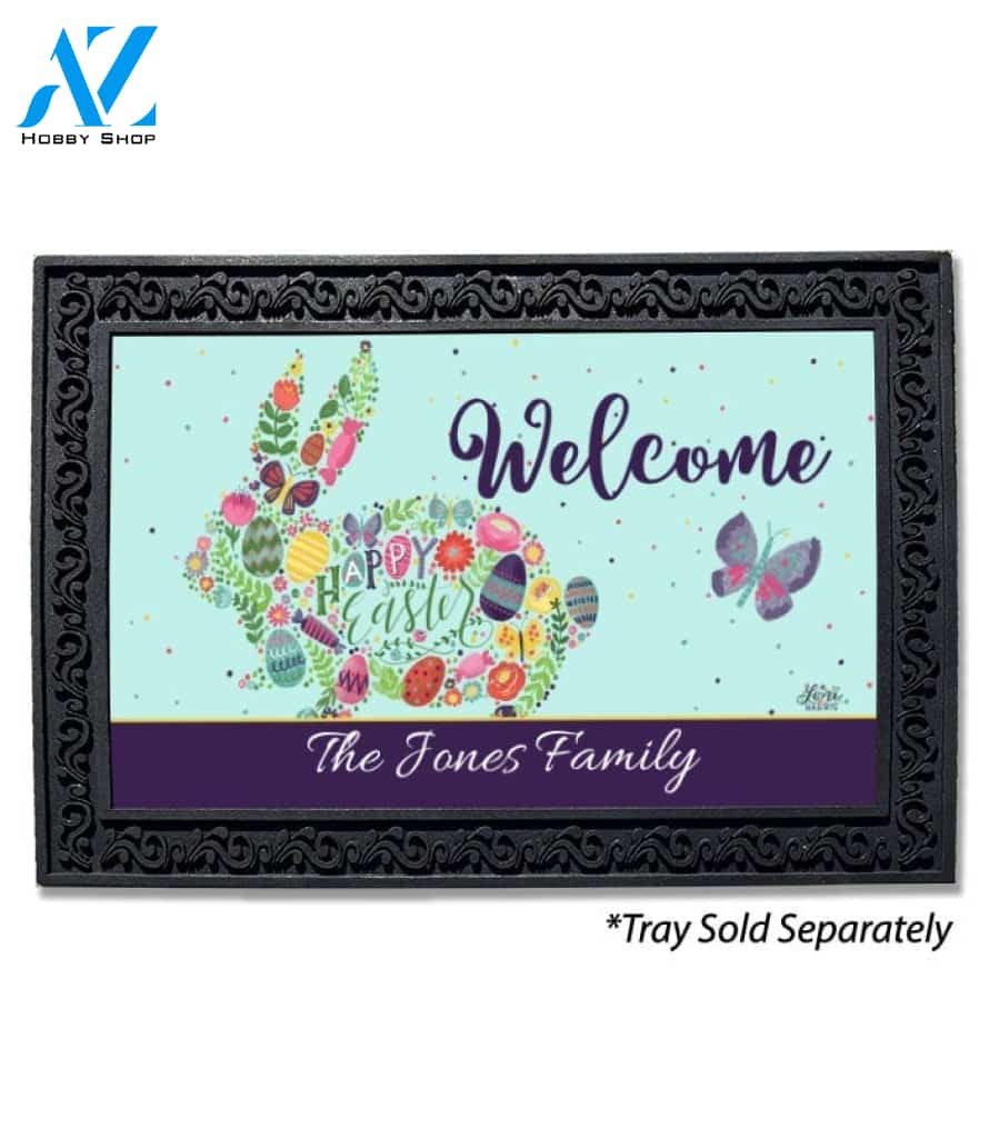 Personalized Happy Easter Bunny Welcome Doormat - 18" x 30"