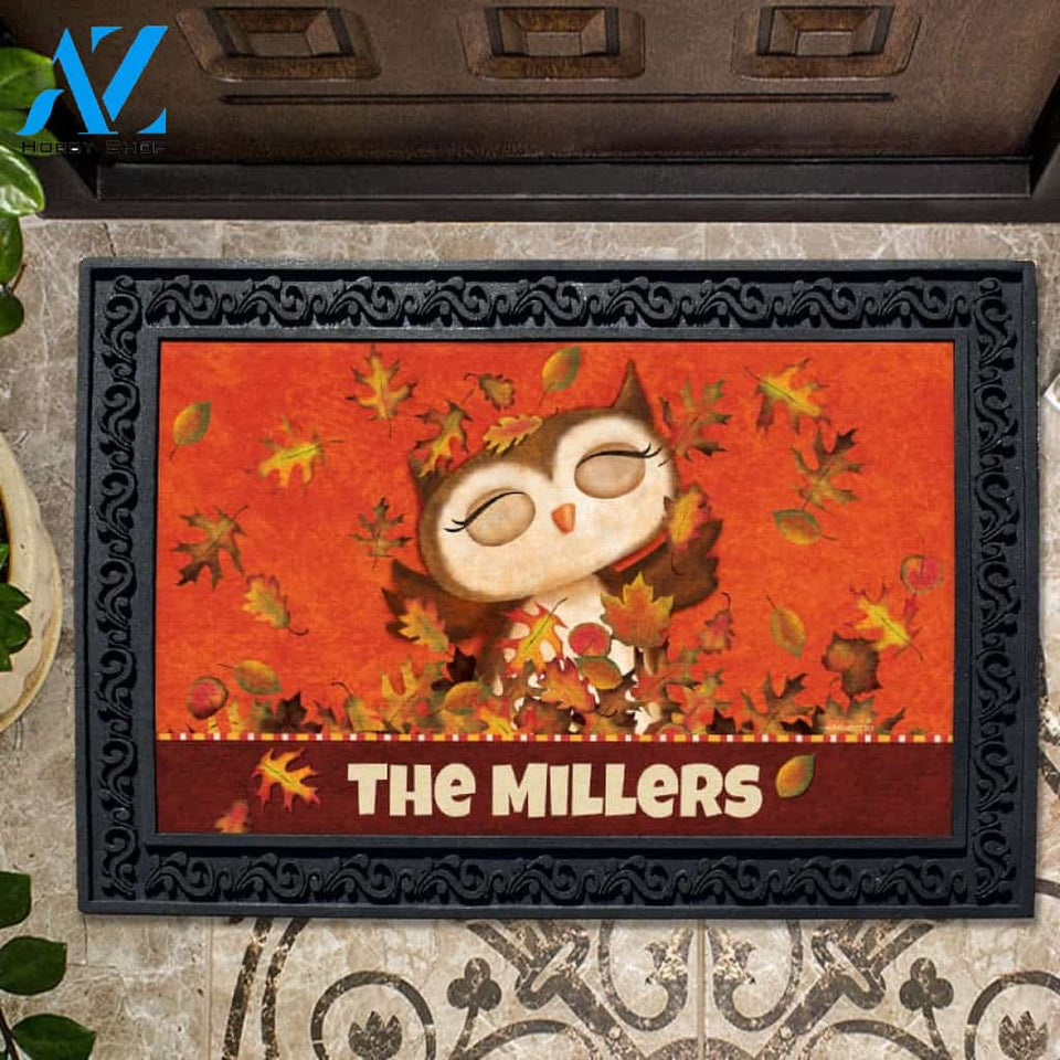 Personalized Happy Fall Owl Doormat - 18" x 30"