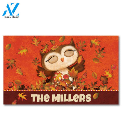 Personalized Happy Fall Owl Doormat - 18" x 30"