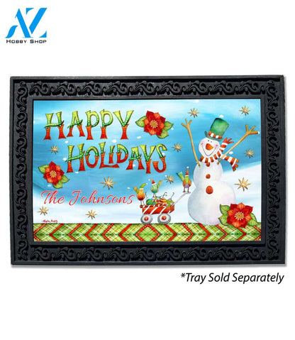 Personalized Happy Holidays Snowman Doormat - 18" x 30"
