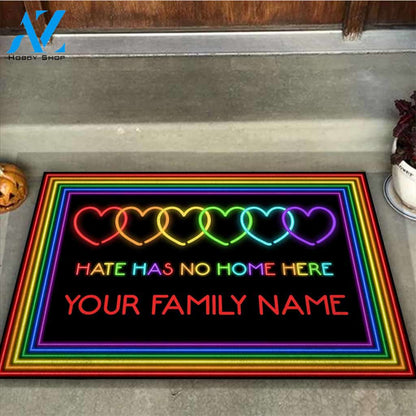 Personalized Hate Has No Home Here - LGBT Support Doormat Gift For Friend Family Home Decor Warm House Gift Welcome Mat
