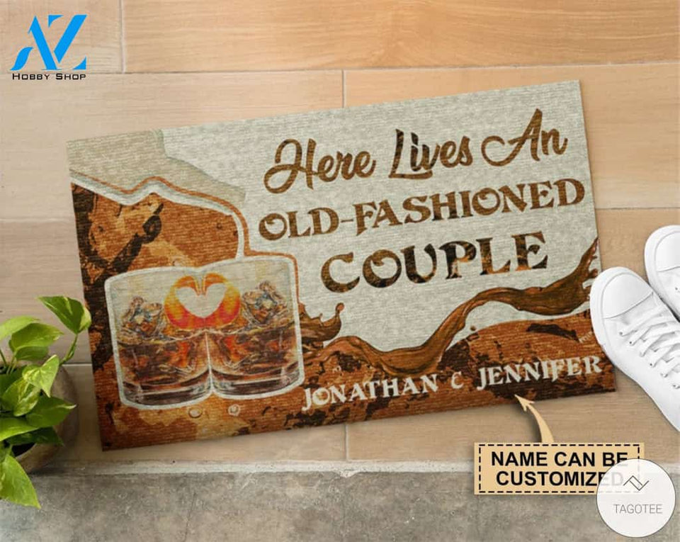 Personalized Here Lives An Old-Fashioned Couple Doormat