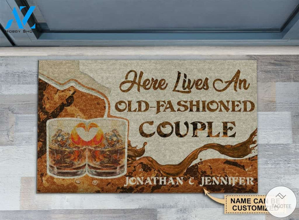 Personalized Here Lives An Old-Fashioned Couple Doormat