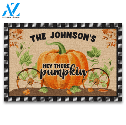 Personalized Hey There Pumpkin Doormat, Fall Doormat, Thanksgiving Doormat, Gift For Friend Family Thanksgiving Decor Warm House Gift Welcome Mat